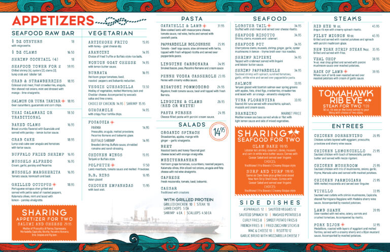 Dinner Menu - Blue Restaraunt